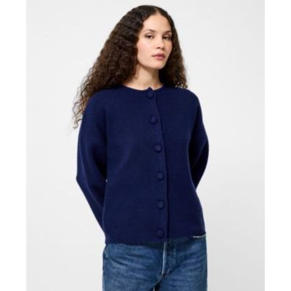 French Connection Women Safiya Knit Drop Shoulder Basic Sweater Blue L